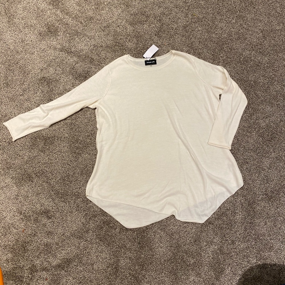 Lightweight soft white sheer sweater